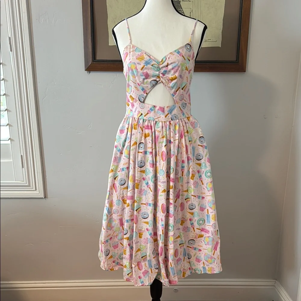 Colorful Retrolicious Ice Cream, Cupcake, Donut Cut-Out Spaghetti Strap Dress - Picture 1 of 7